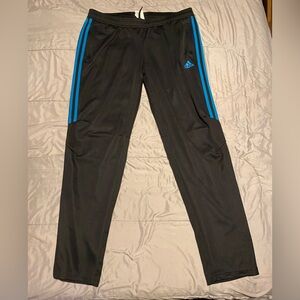 Adidas Black work out pants with Vibrant Blue Accents